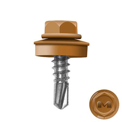 Саморез кровельный DAXMER по металлу RAL8001 Орех (Кедр темный) 5,5 19мм