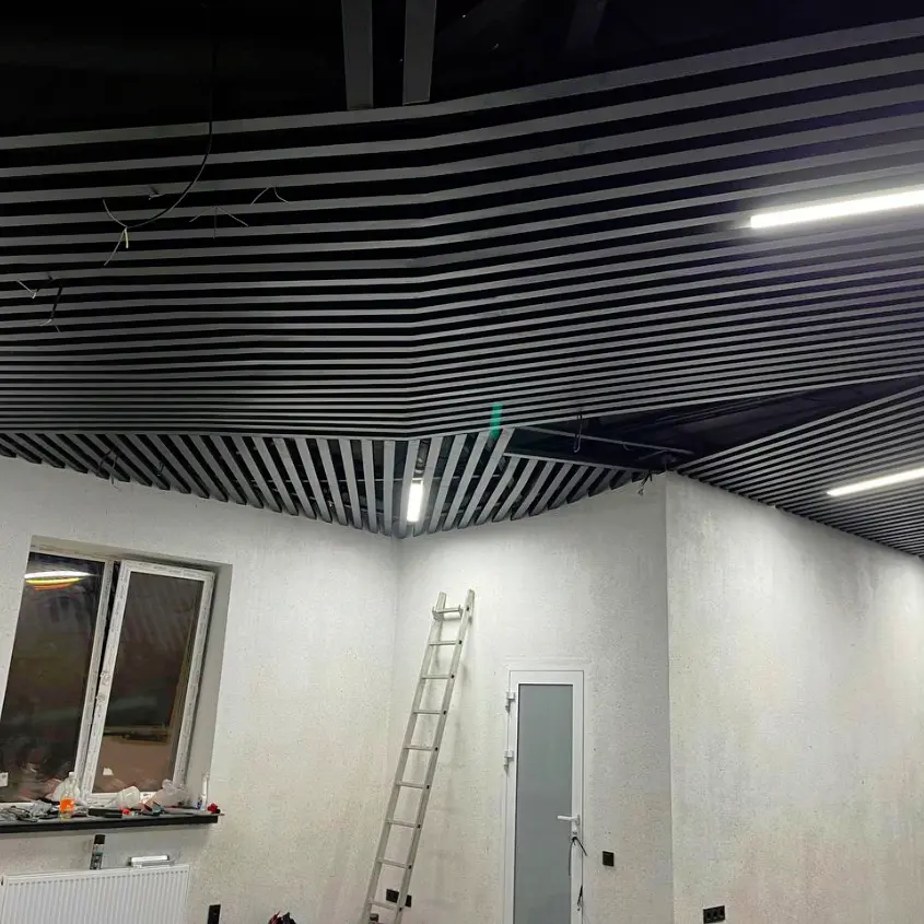 Фото 5 Стальная рейка на потолке RAL9005 МАТТЕ Черный матовый