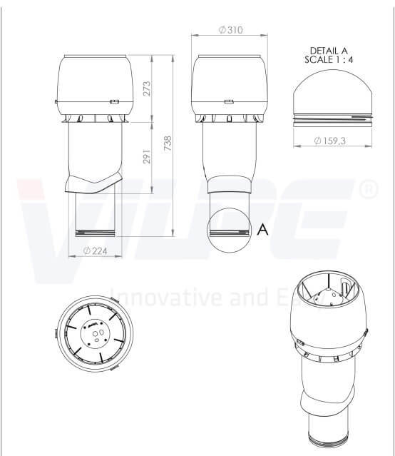 741694 Вентиляционный выход 160/225/500 (коричневый)
