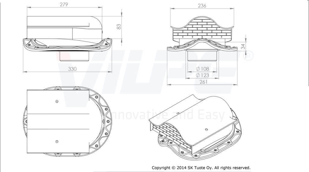 75272 Кровельный вентиль б/адаптера MUOTOKATE -KTV (черный) чертеж