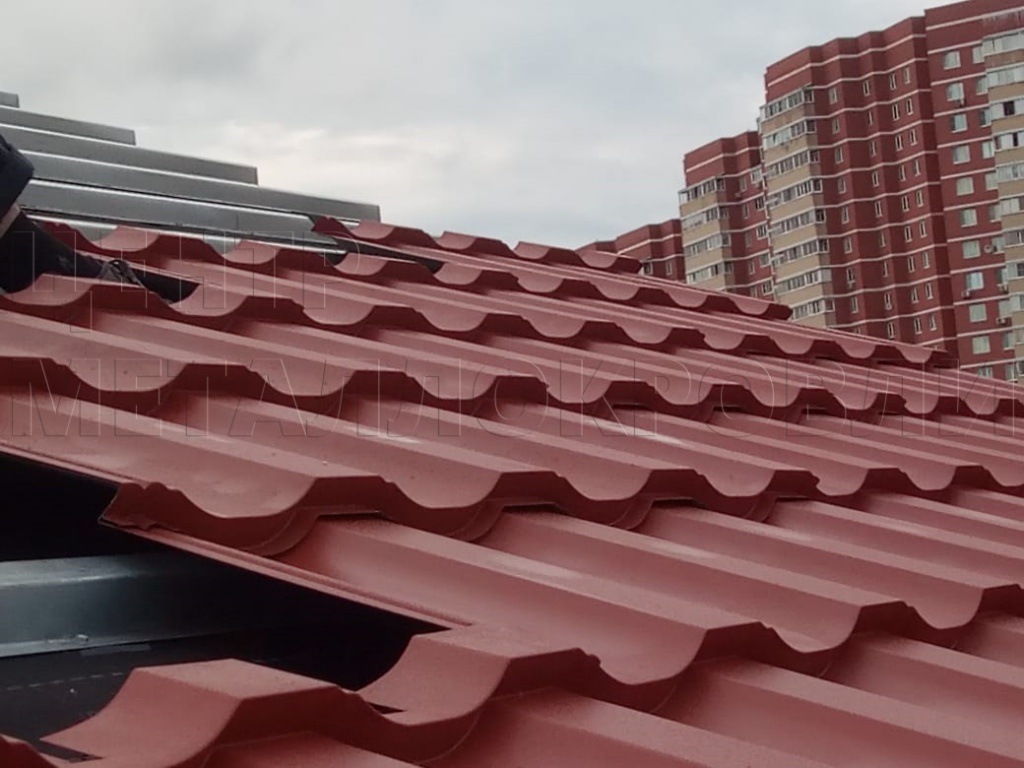 Металлочерепица Геркулес 8004 терракотовый Стальной Бархат от Центра Металлокровли в Петропавловске