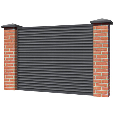 Забор жалюзи ЭКО-Z RAL 7024-7024 МАТТЕ Серый Графит матовый двусторонний на кирпичных столбах