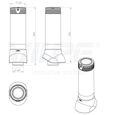 741666 Вентиляционный выход канализац.стояка изолир. 110/160/500 (зеленый) чертеж