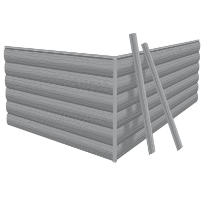 Фото сайдинга металлического (металлосайдинга) царьсайдинга Бревно Рубленое 4Д RAL7004 Серый для фасада дома